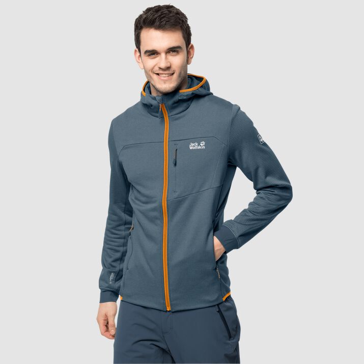 Chamarra Polar Jack Wolfskin Hydro Grid Hombre Grises Azules Mexico-9386174